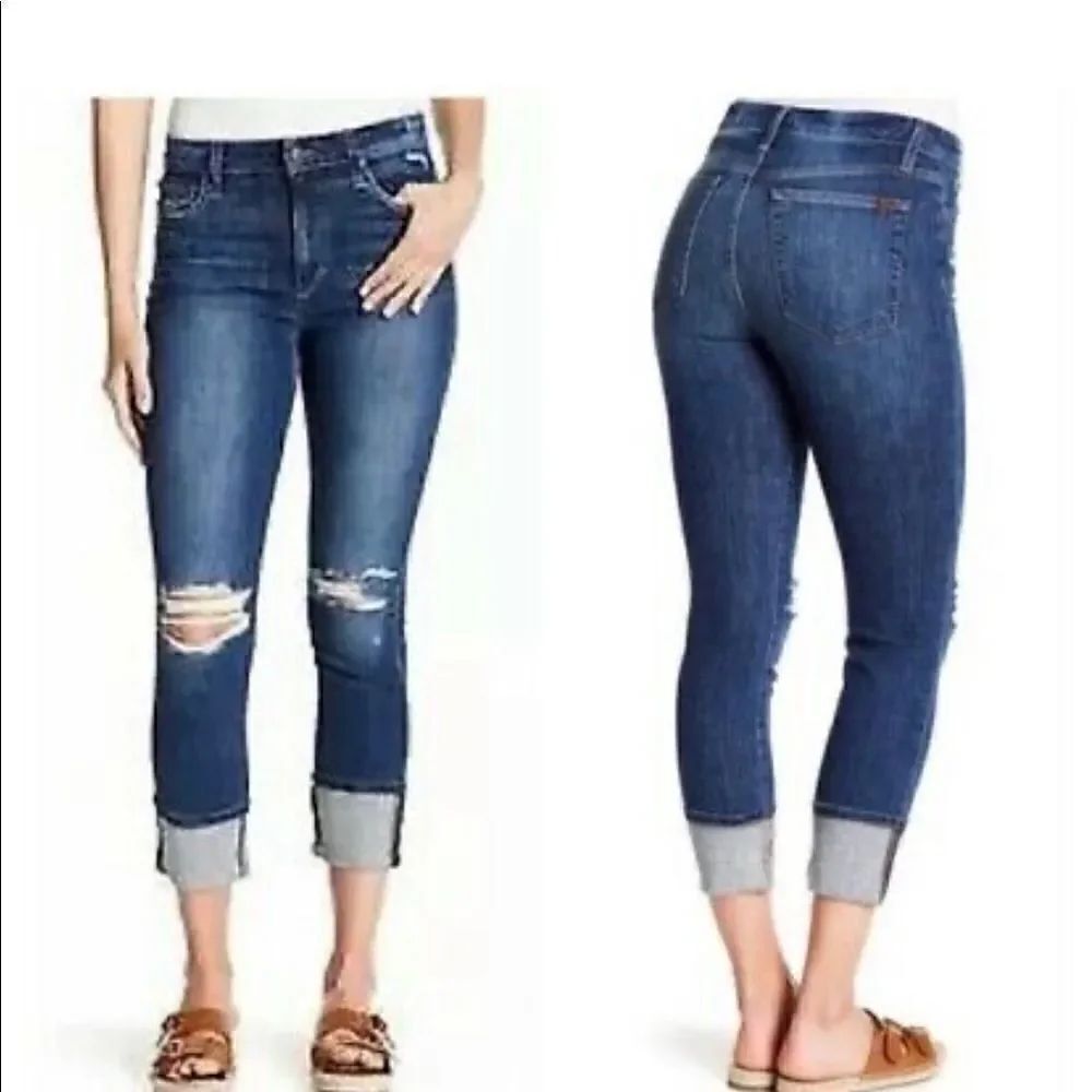 Joe's Jeans | Regina RIN High-Rise Charlie Crop Distressed Cuffed Jeans | 25